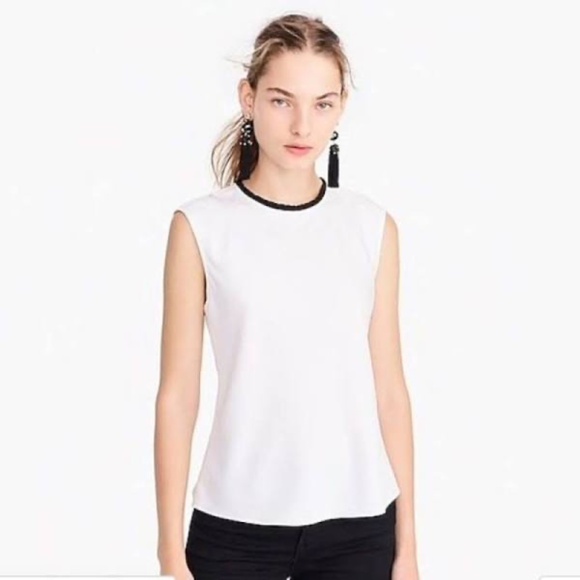 J.Crew Ruffle-neck Shell in Satin-crepe - Picture 2 of 5